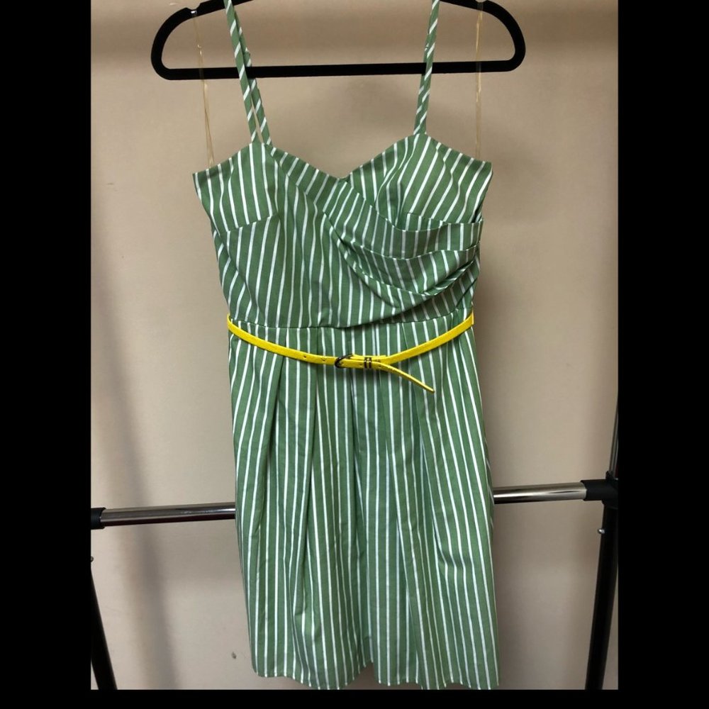 Maurices Dress w/ Belt 9-10 Green & White Stripe